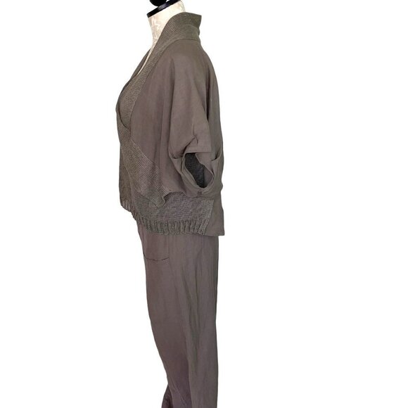 Crea Concept Pant Set Womens Three Piece Tank Top Trousers Shrug Cotton Linen - Picture 5 of 14